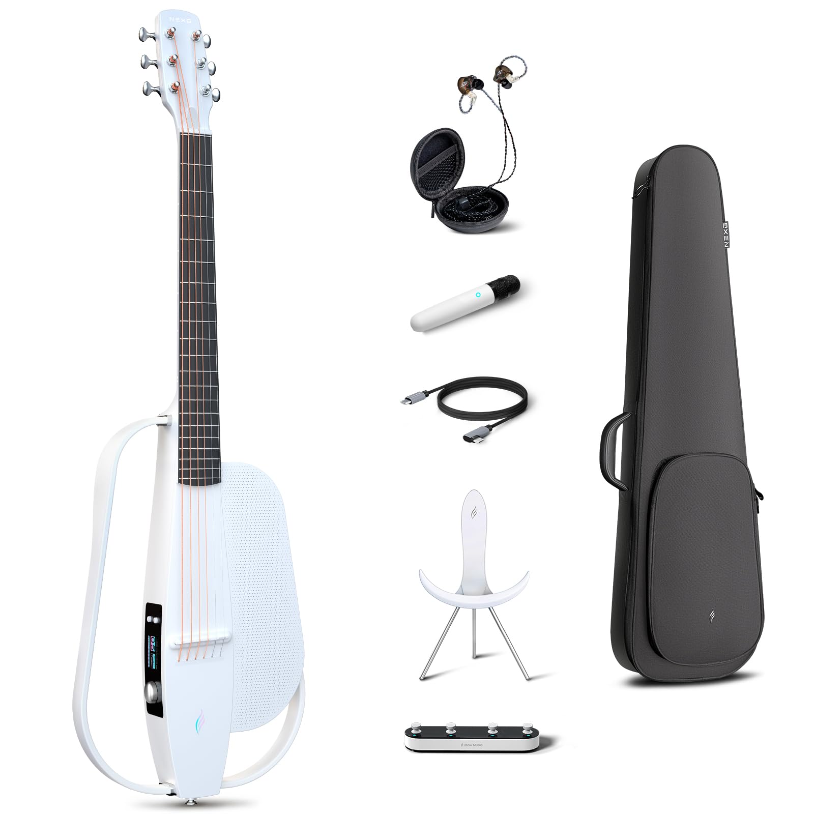 Enya Nexg 2 Acoustic-Electric Guitar Carbon Fiber Travel Smart Audio Guitar With 50W Wireless Speaker, Wireless Microphone, Hi-F